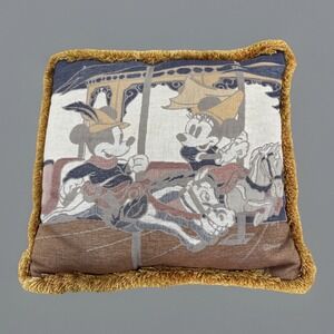 Disney Pillow‎ Mickey Minnie Carousel Horse Tapestry Fringe Hotel Park Cruise